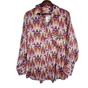 Nekane NKN NWT Women's Abstract Kali Blouse XL‎ Tunic Modal Aztec Art to Wear